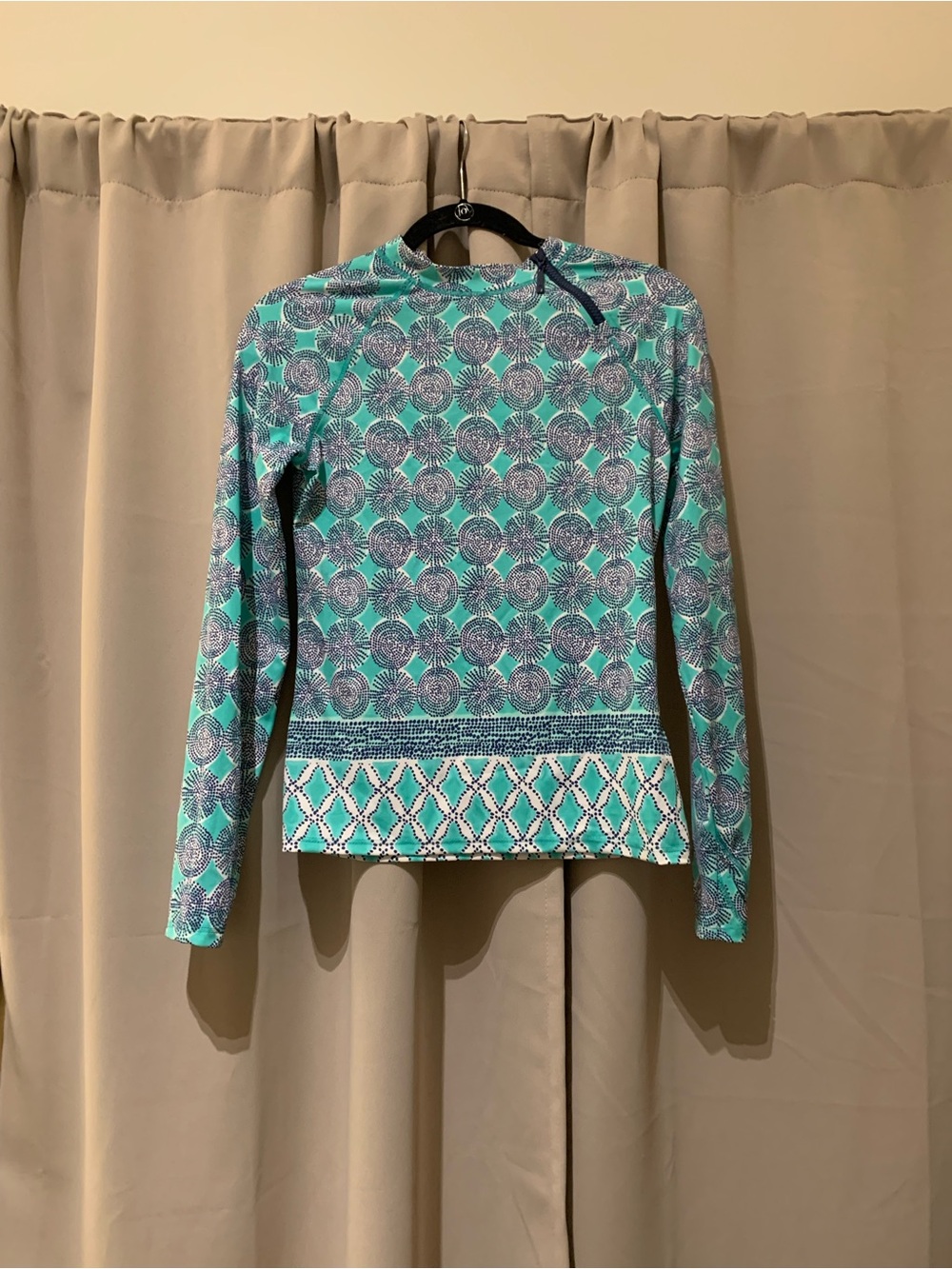 Cabana Life Teal and White Long Sleeve Swim Coverup